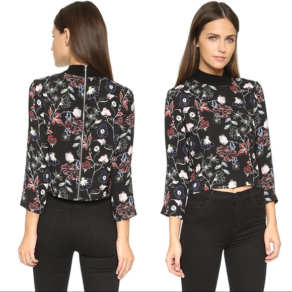 🌈 SOLD 🌈 A.L.C. Desin silk floral crop top zip